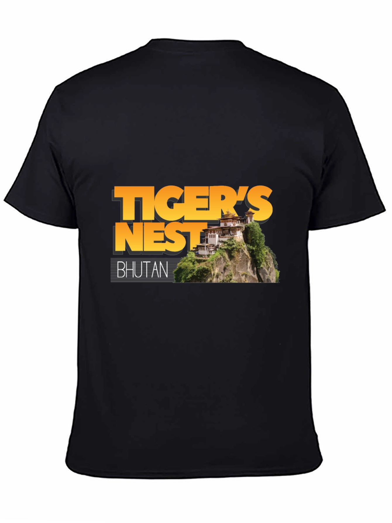 Tigers Nest Bhutan Black Graphic T-Shirt