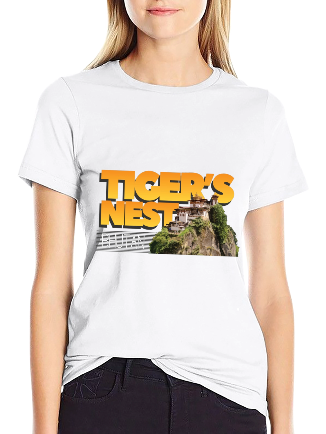Tigers Nest Bhutan Black Graphic T-Shirt
