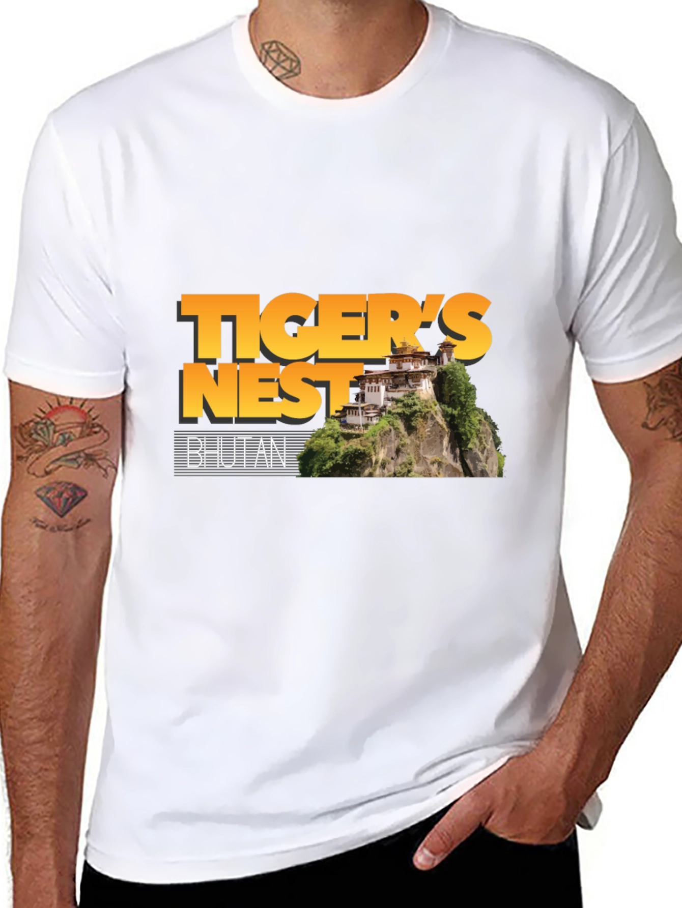 Tigers Nest Bhutan Black Graphic T-Shirt