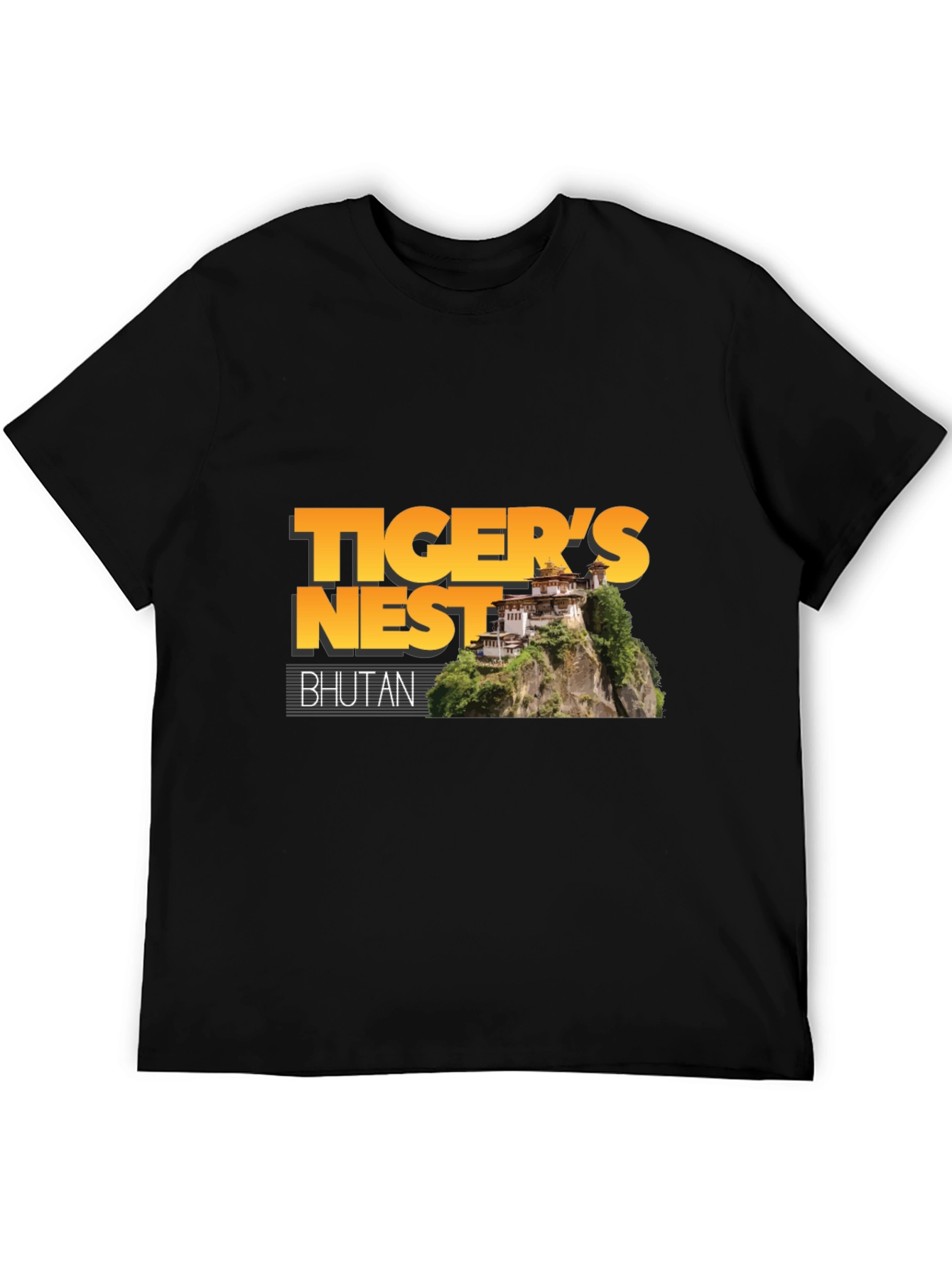 Tigers Nest Bhutan Black Graphic T-Shirt