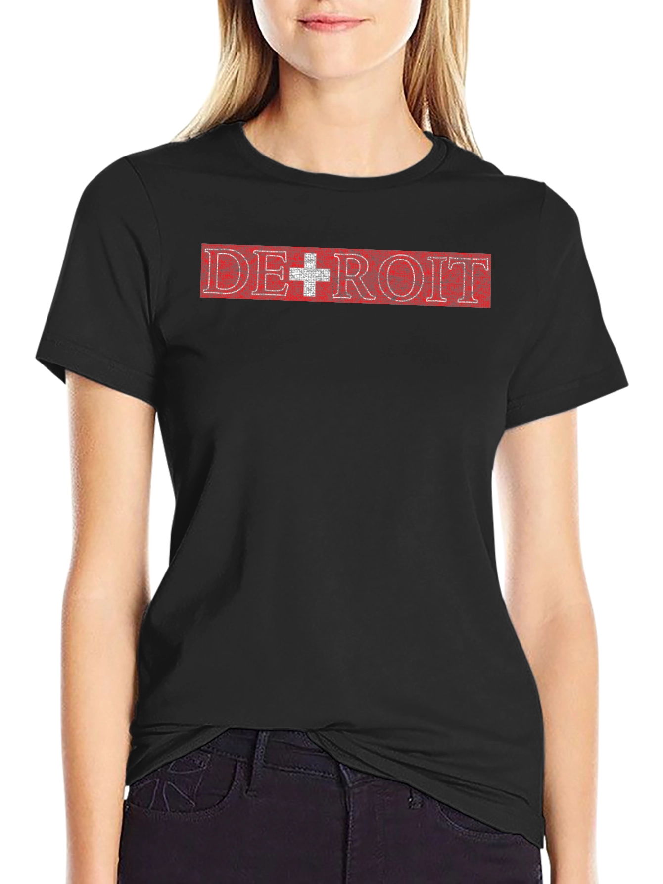 Detroit Red & White Graphic T-Shirt