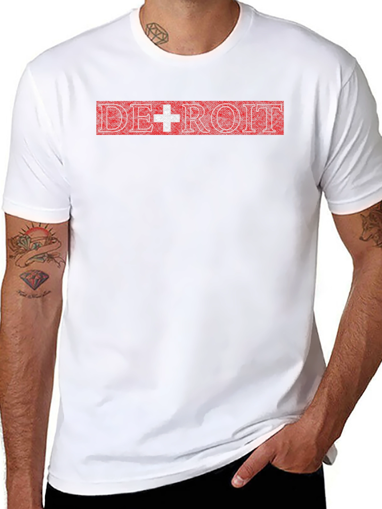 Detroit Red & White Graphic T-Shirt