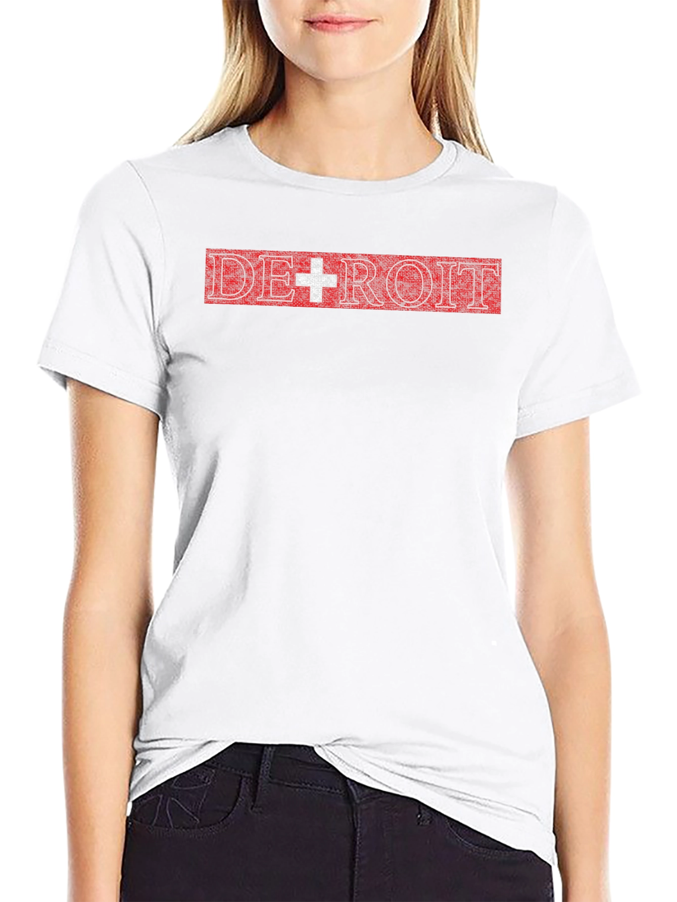 Detroit Red & White Graphic T-Shirt