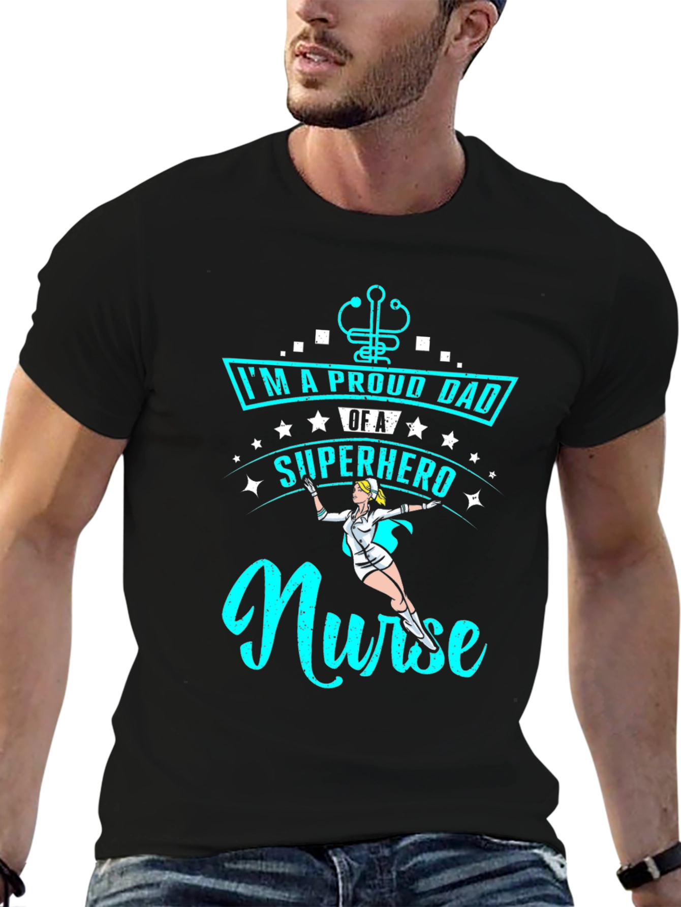 Proud Dad Superhero Nurse T-Shirt