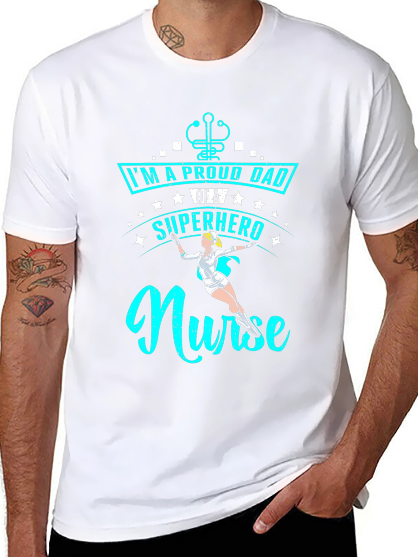 Proud Dad Superhero Nurse T-Shirt