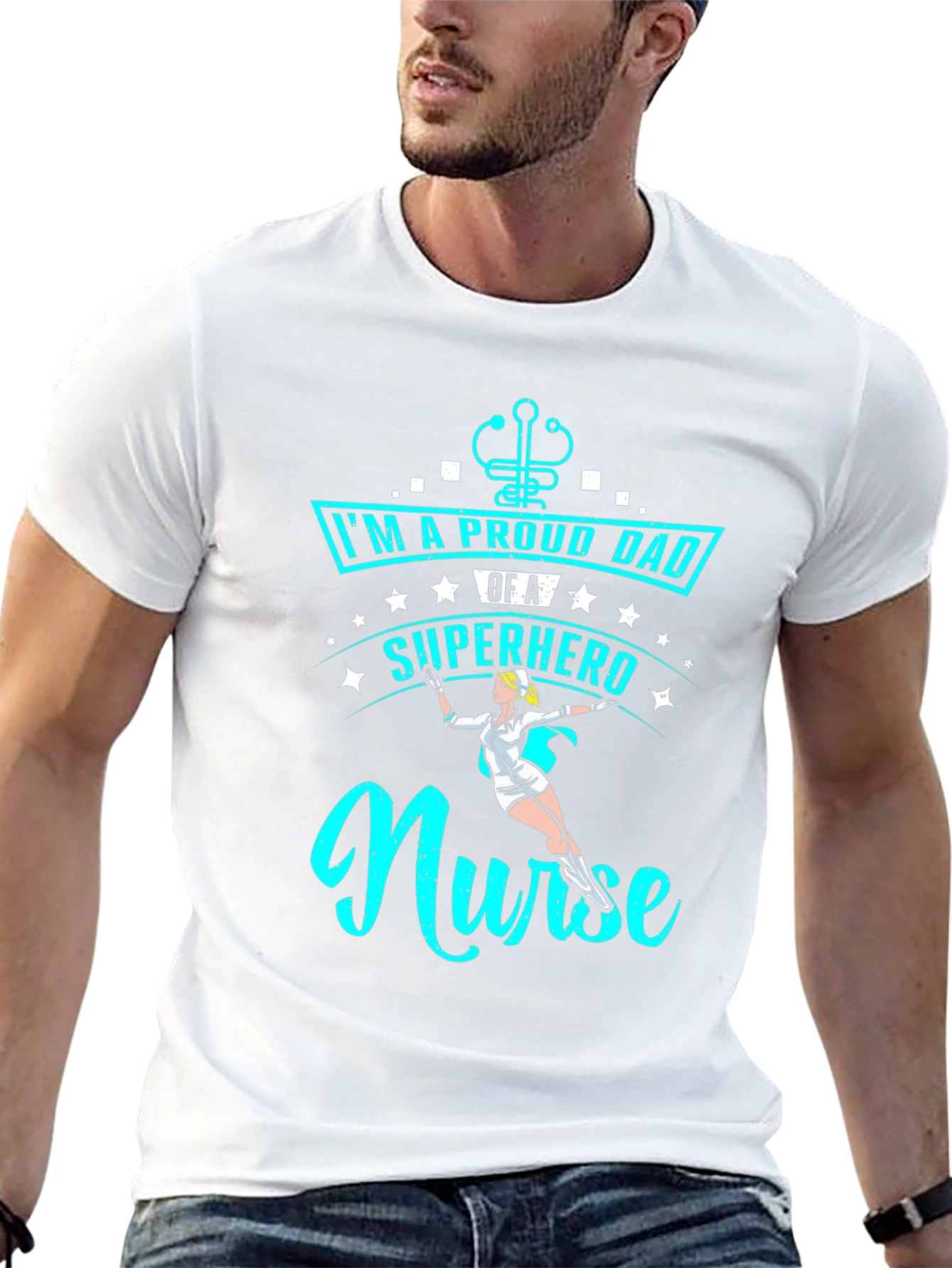 Proud Dad Superhero Nurse T-Shirt