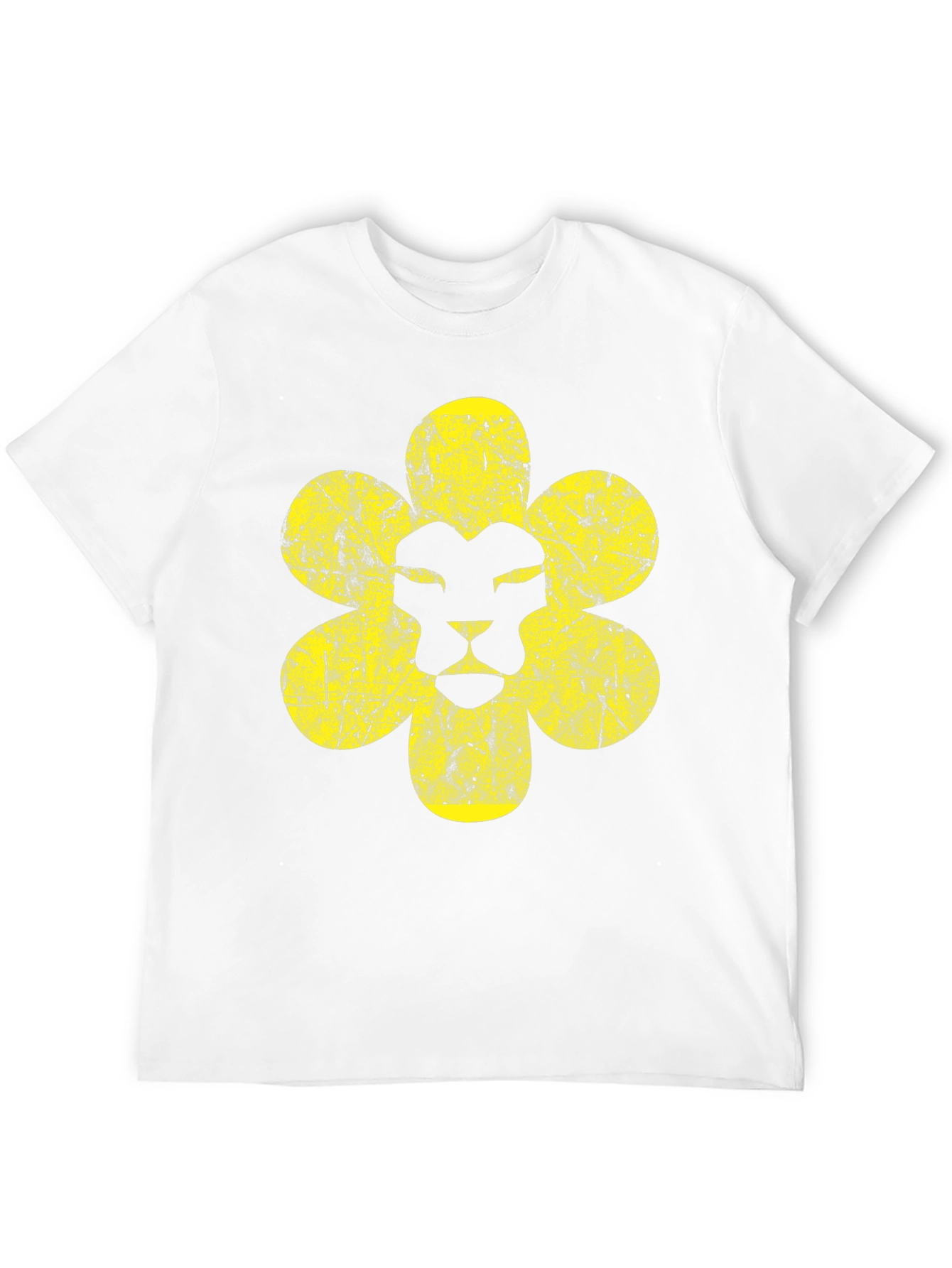 Lion Flower Graphic Print Black T-Shirt