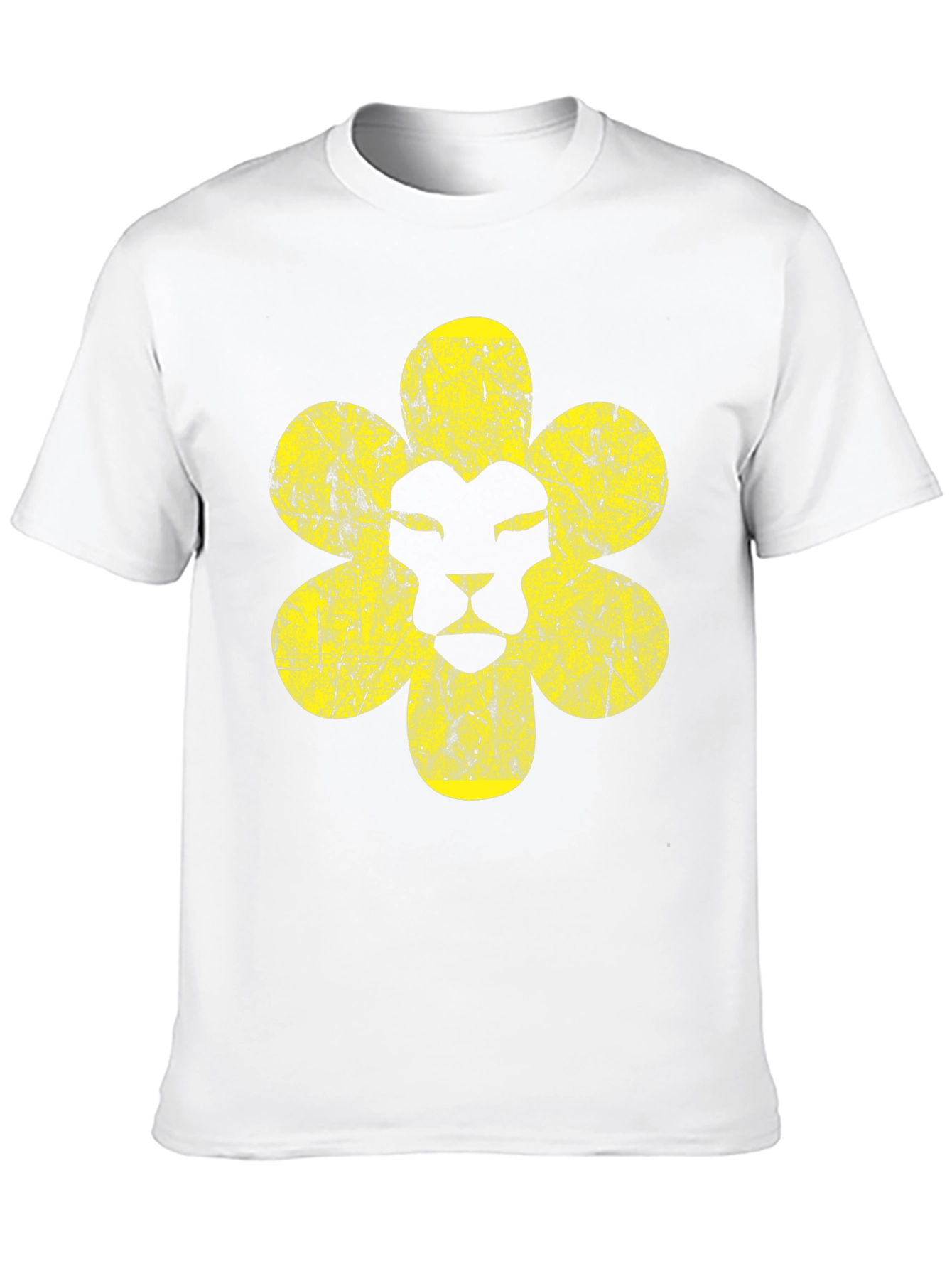 Lion Flower Graphic Print Black T-Shirt