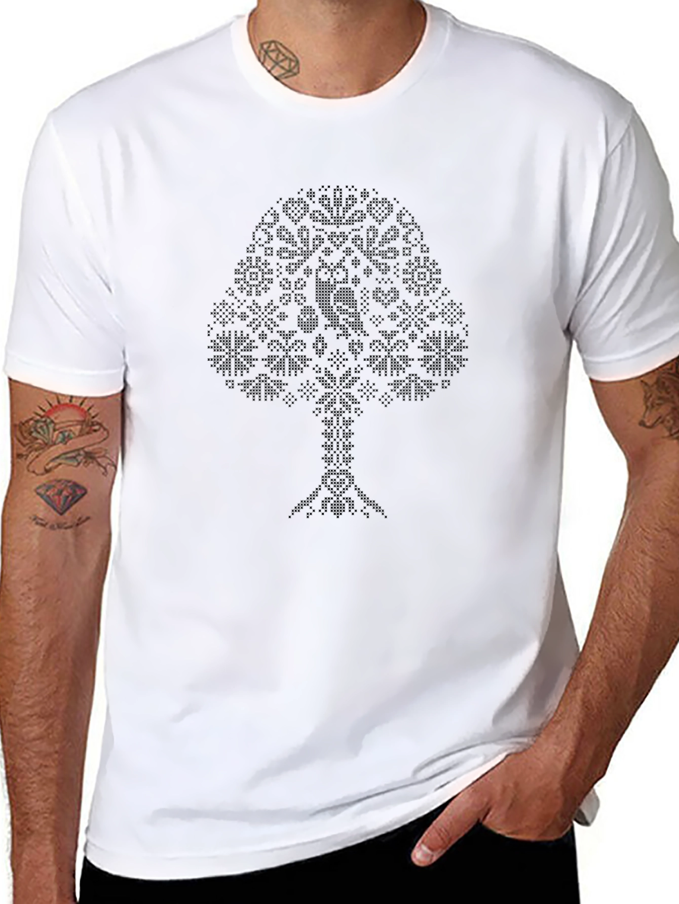 Black Tree Print Tee - Unique Graphic Design