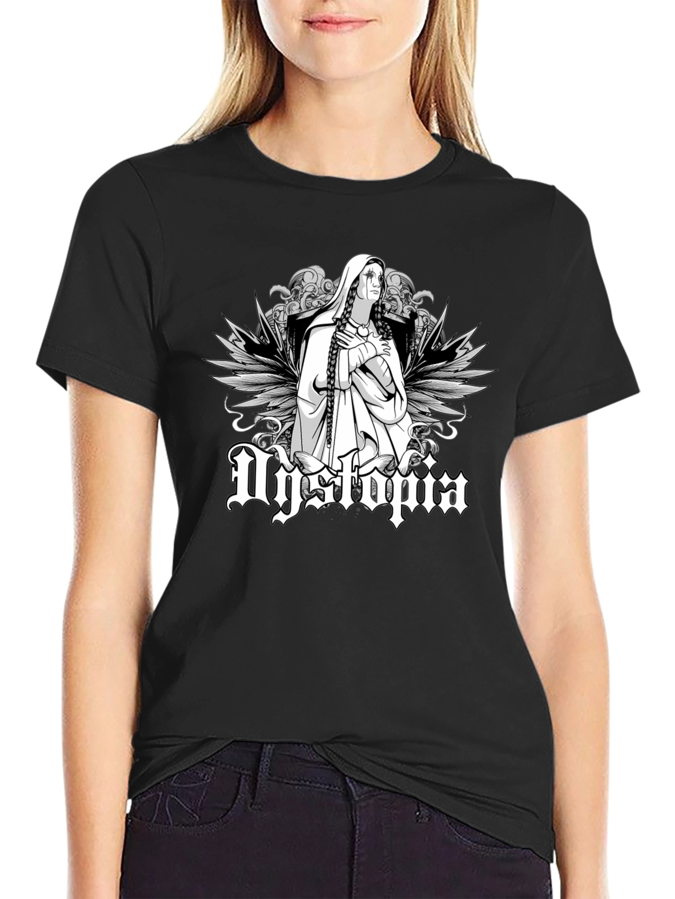 Dystopia Graphic Print Black T-Shirt for Men