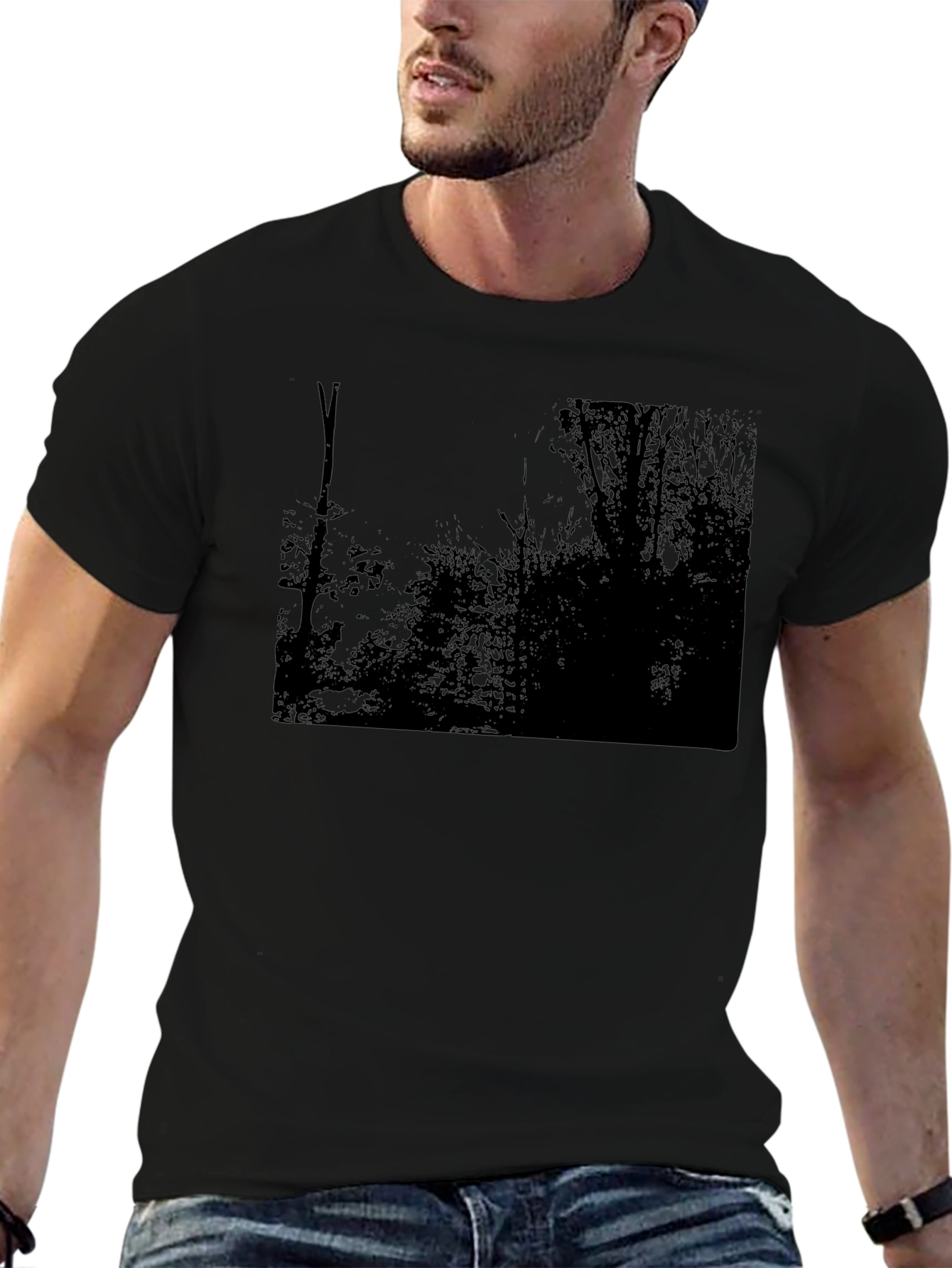 Dark Forest Graphic Tee - Black Cotton Blend