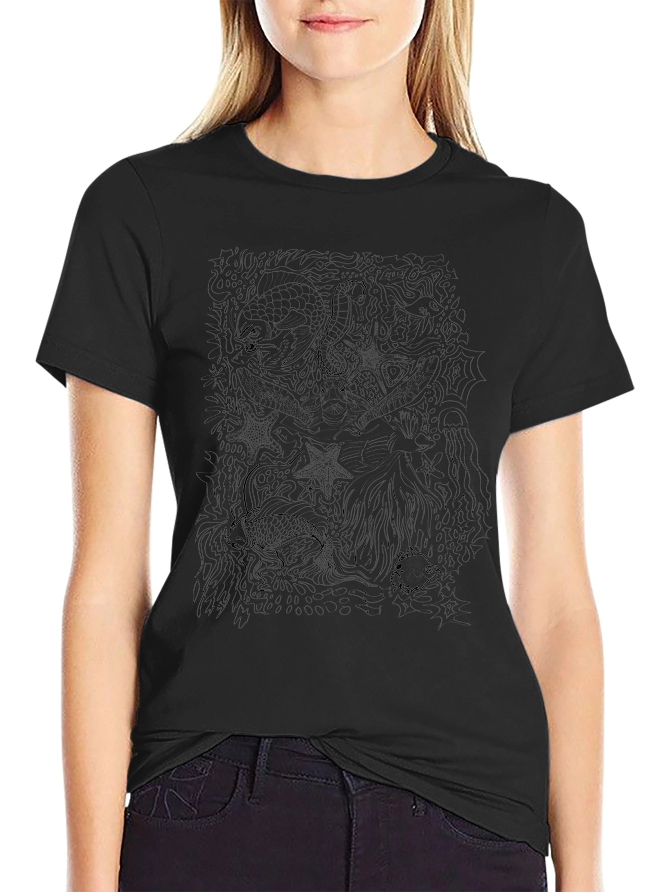 Abstract Sea Life Graphic Tee