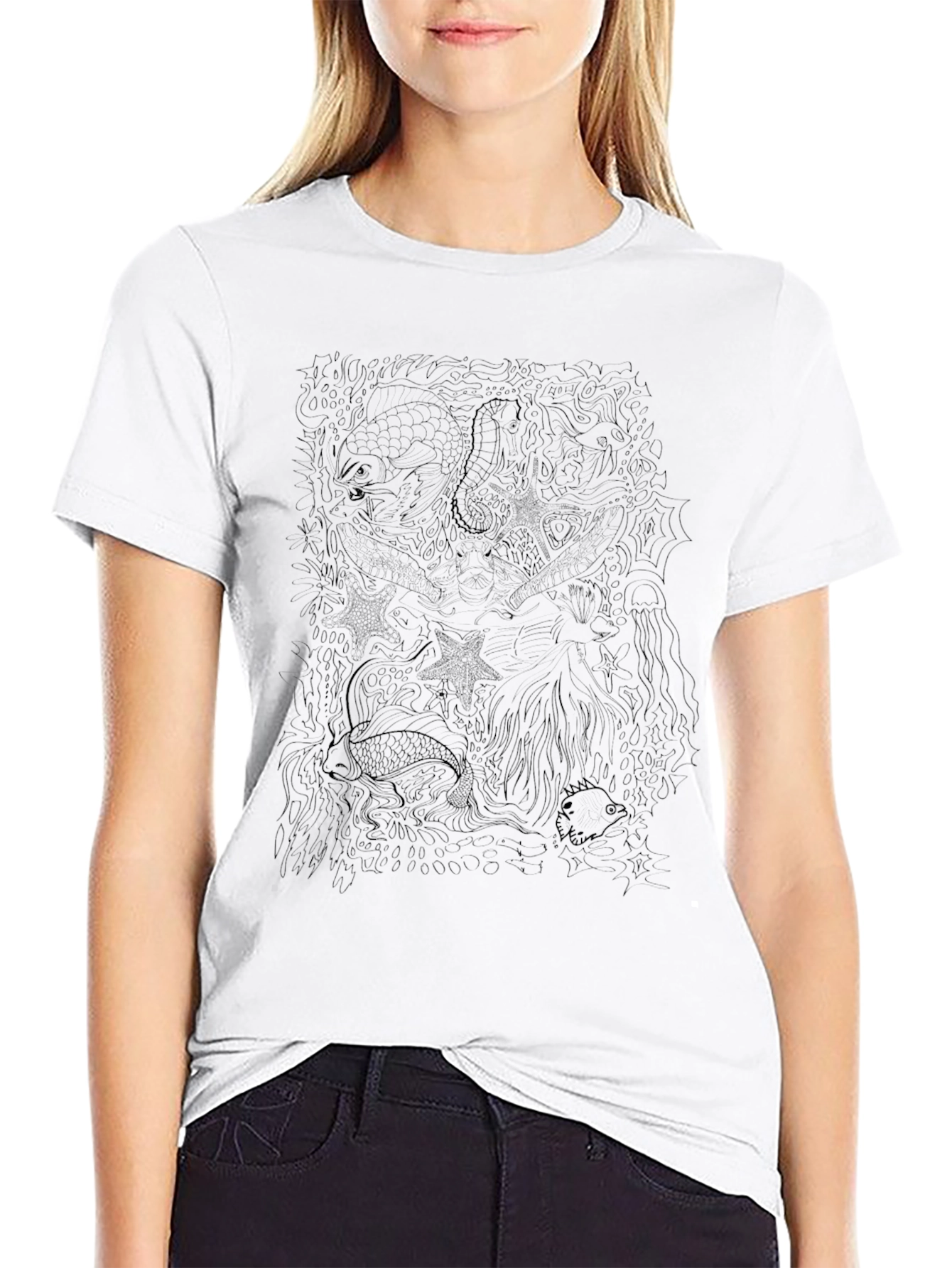 Abstract Sea Life Graphic Tee