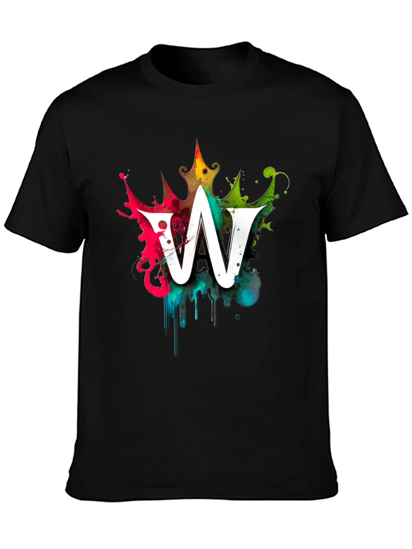 Graffiti Letter W Mens Black Graphic T-Shirt