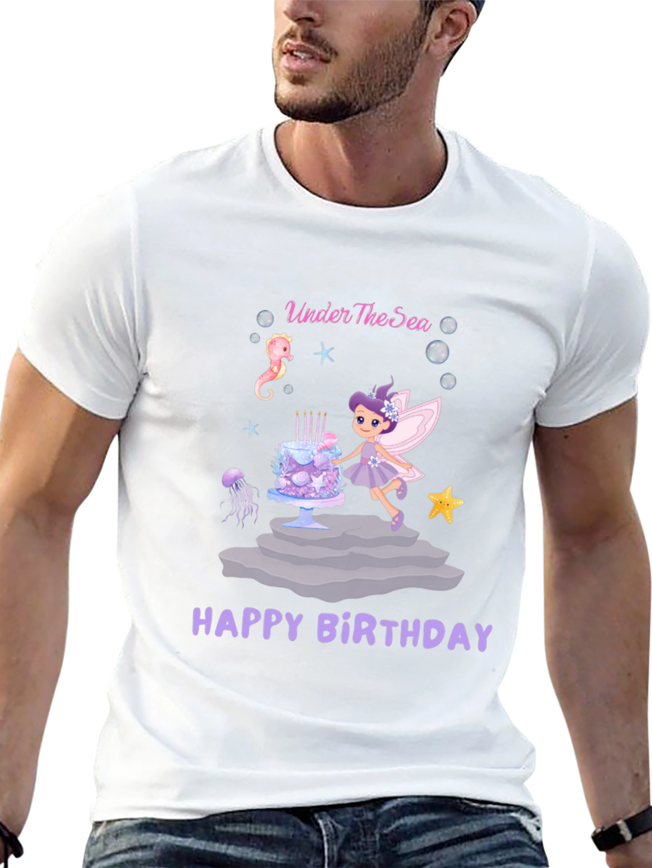Under The Sea Happy Birthday Black T-Shirt
