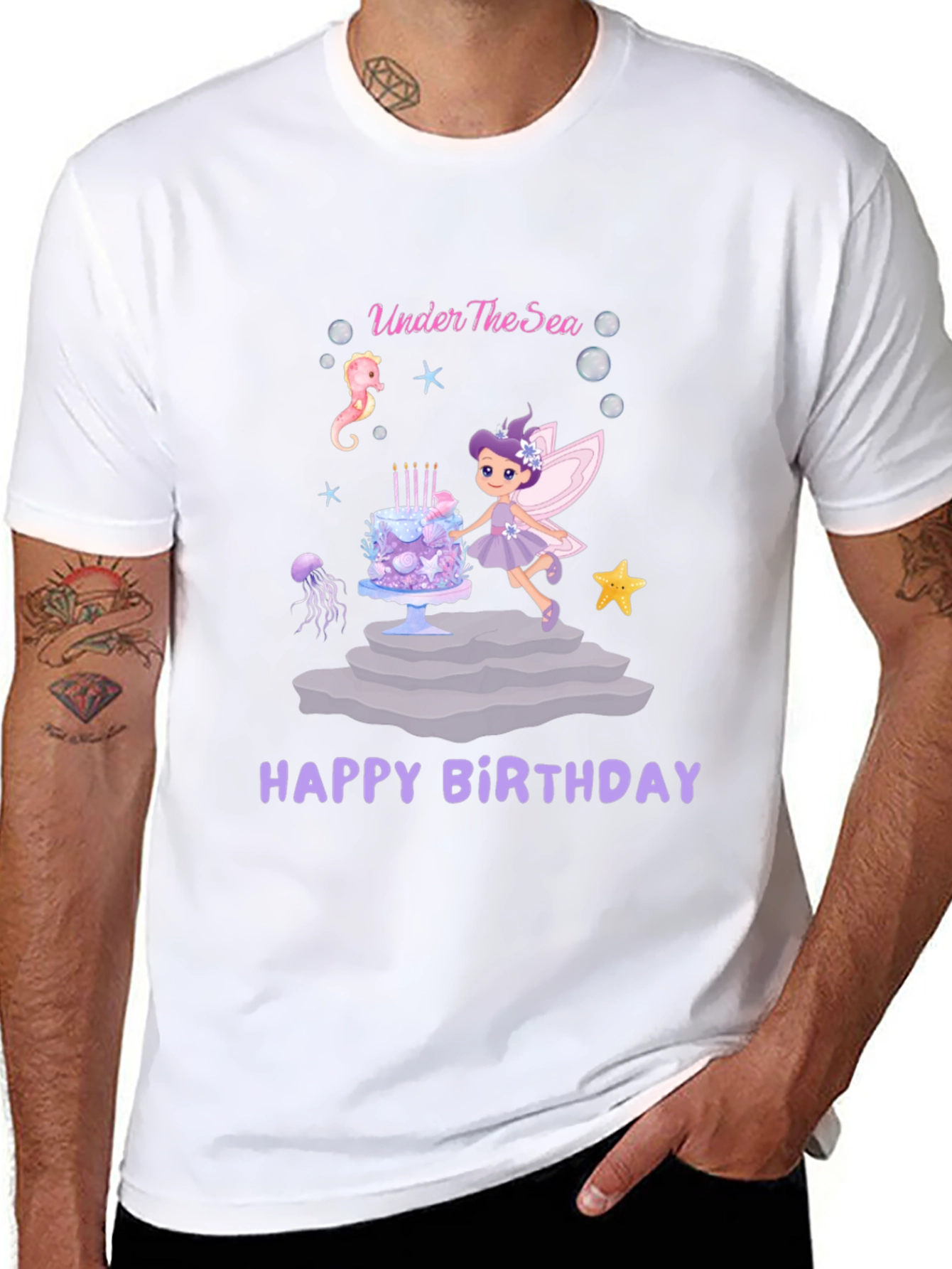 Under The Sea Happy Birthday Black T-Shirt