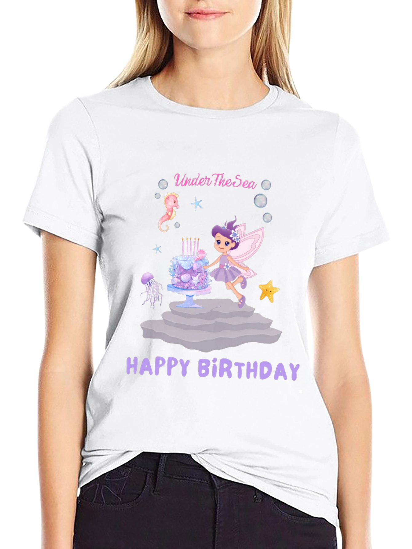 Under The Sea Happy Birthday Black T-Shirt