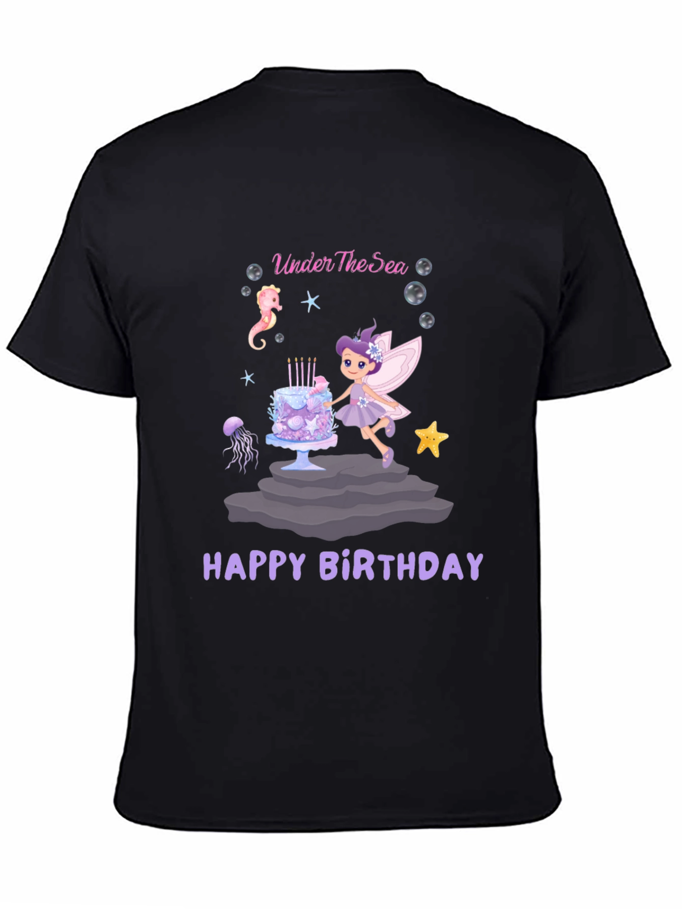Under The Sea Happy Birthday Black T-Shirt