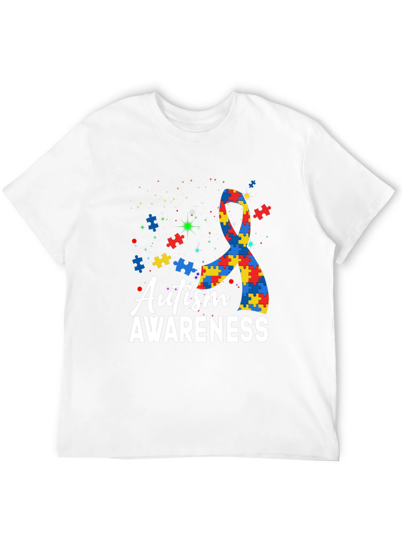 Autism Awareness Puzzle Ribbon Graphic T-Shirt