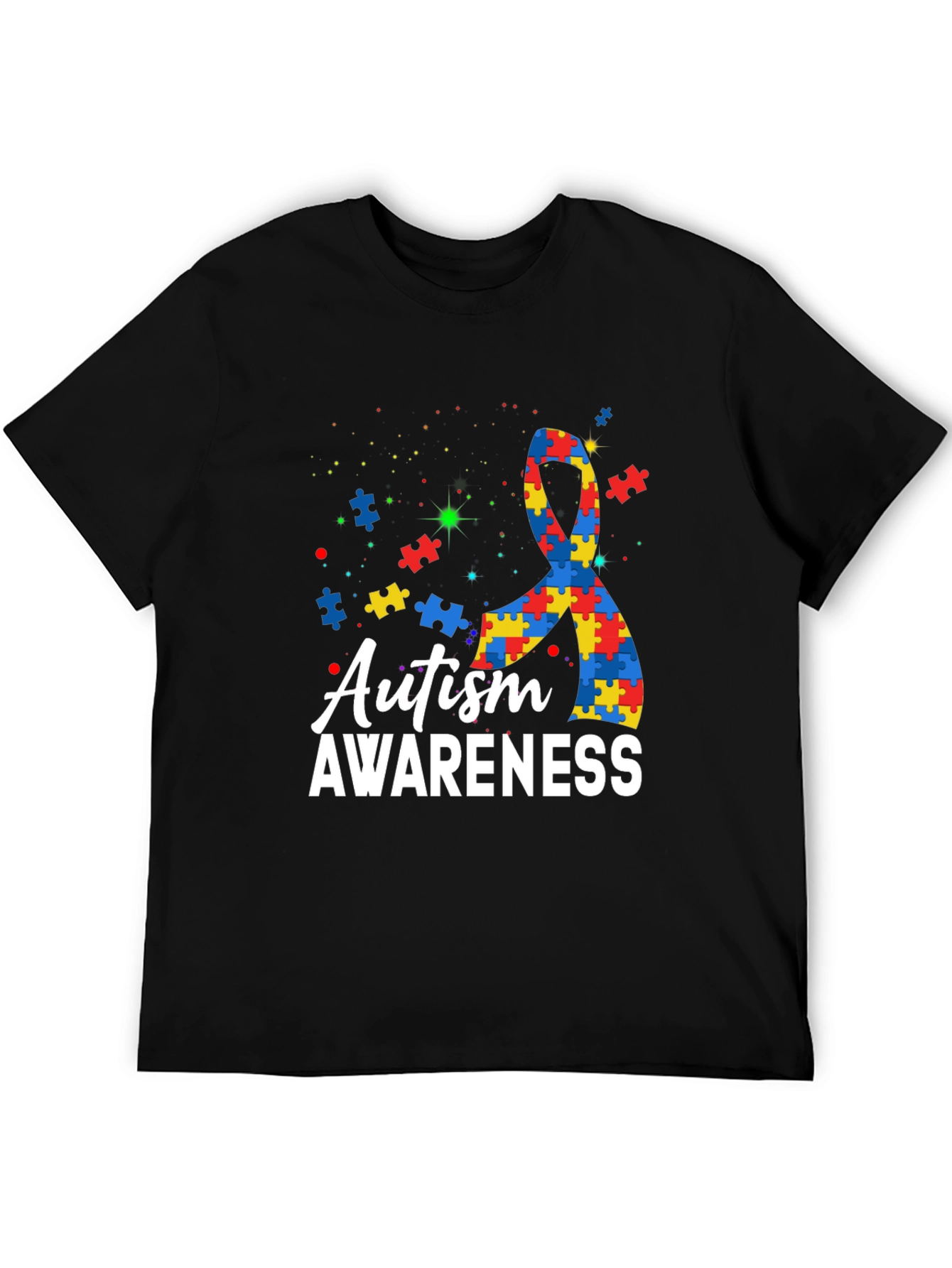 Autism Awareness Puzzle Ribbon Graphic T-Shirt