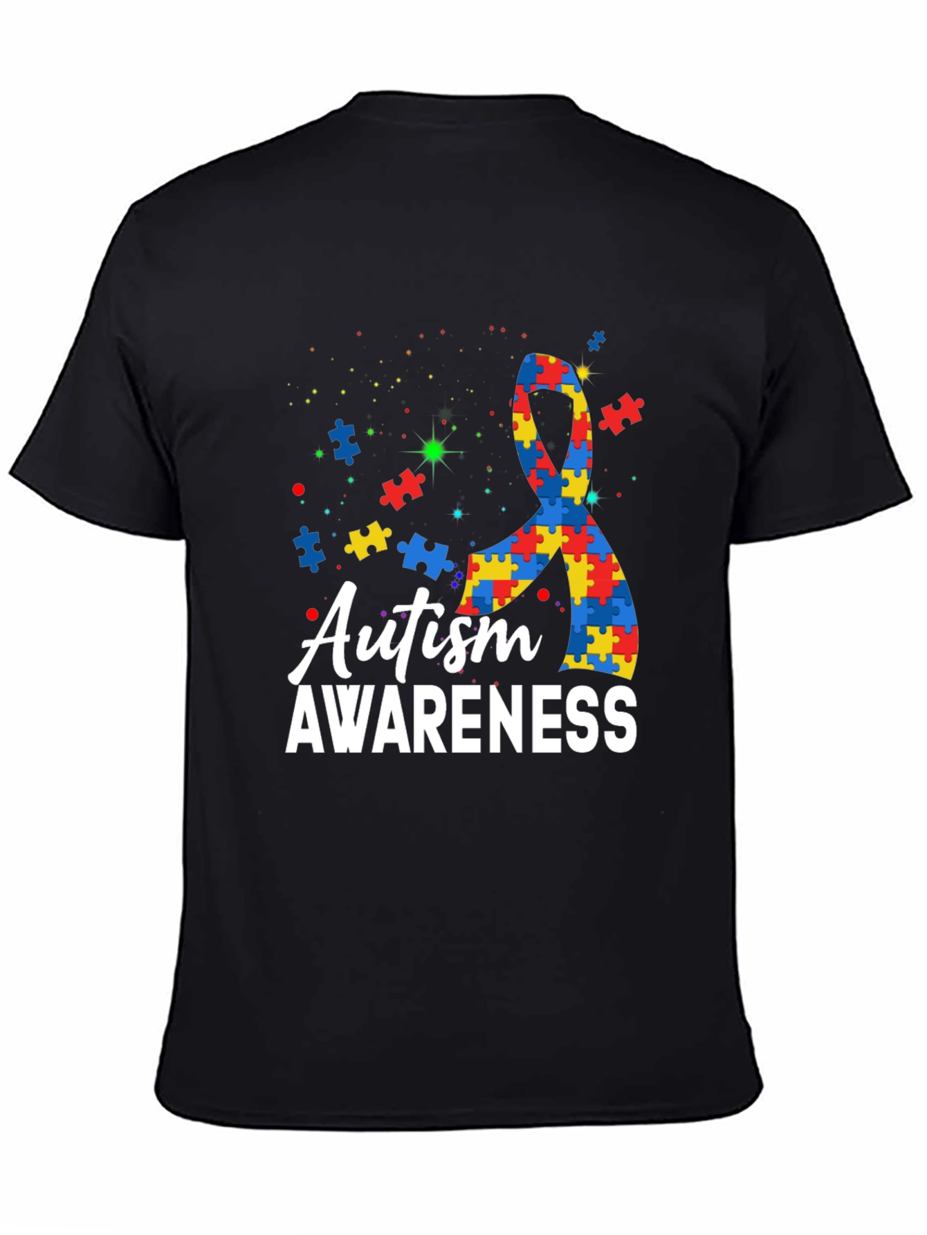 Autism Awareness Puzzle Ribbon Graphic T-Shirt