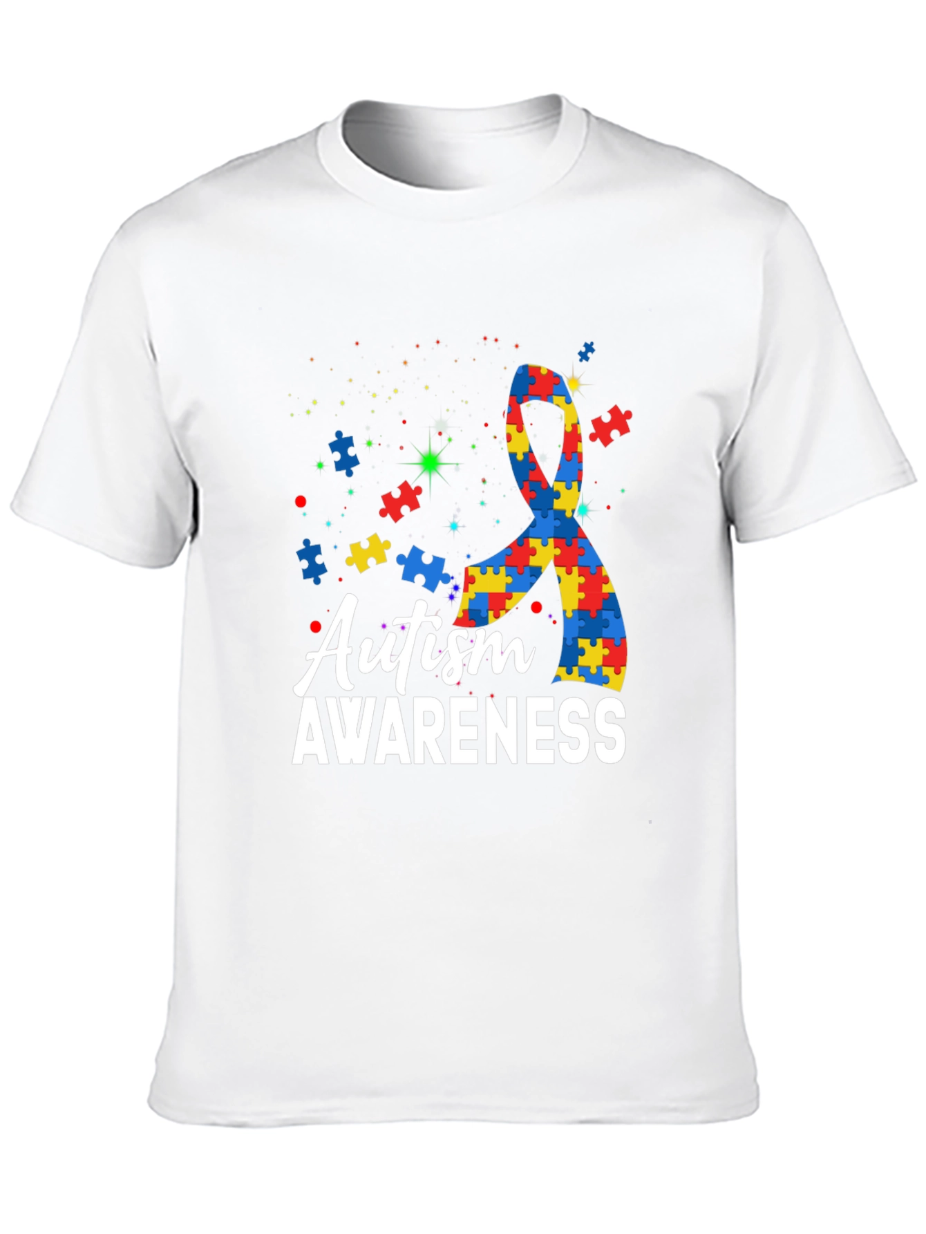 Autism Awareness Puzzle Ribbon Graphic T-Shirt