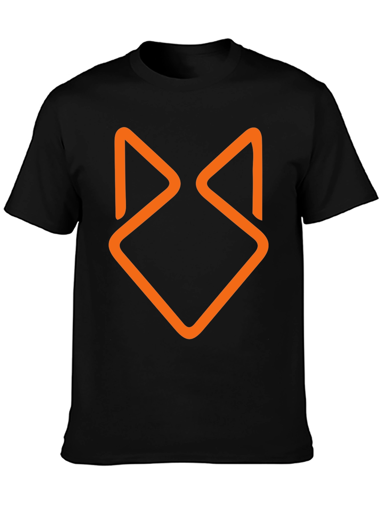 Modern Geometric Fox Head Graphic Tee - Black