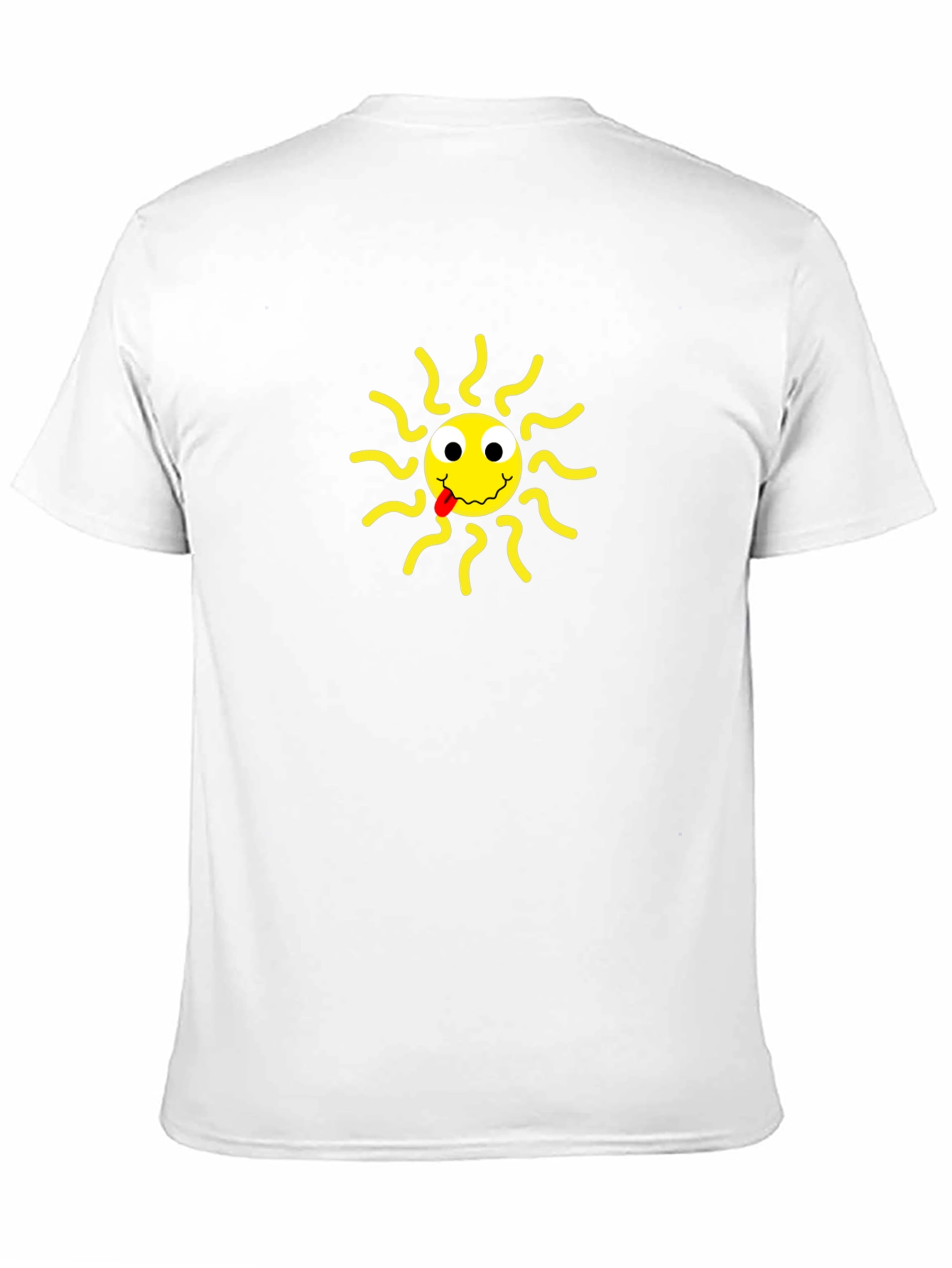 Black T-Shirt with Smiling Sun Design