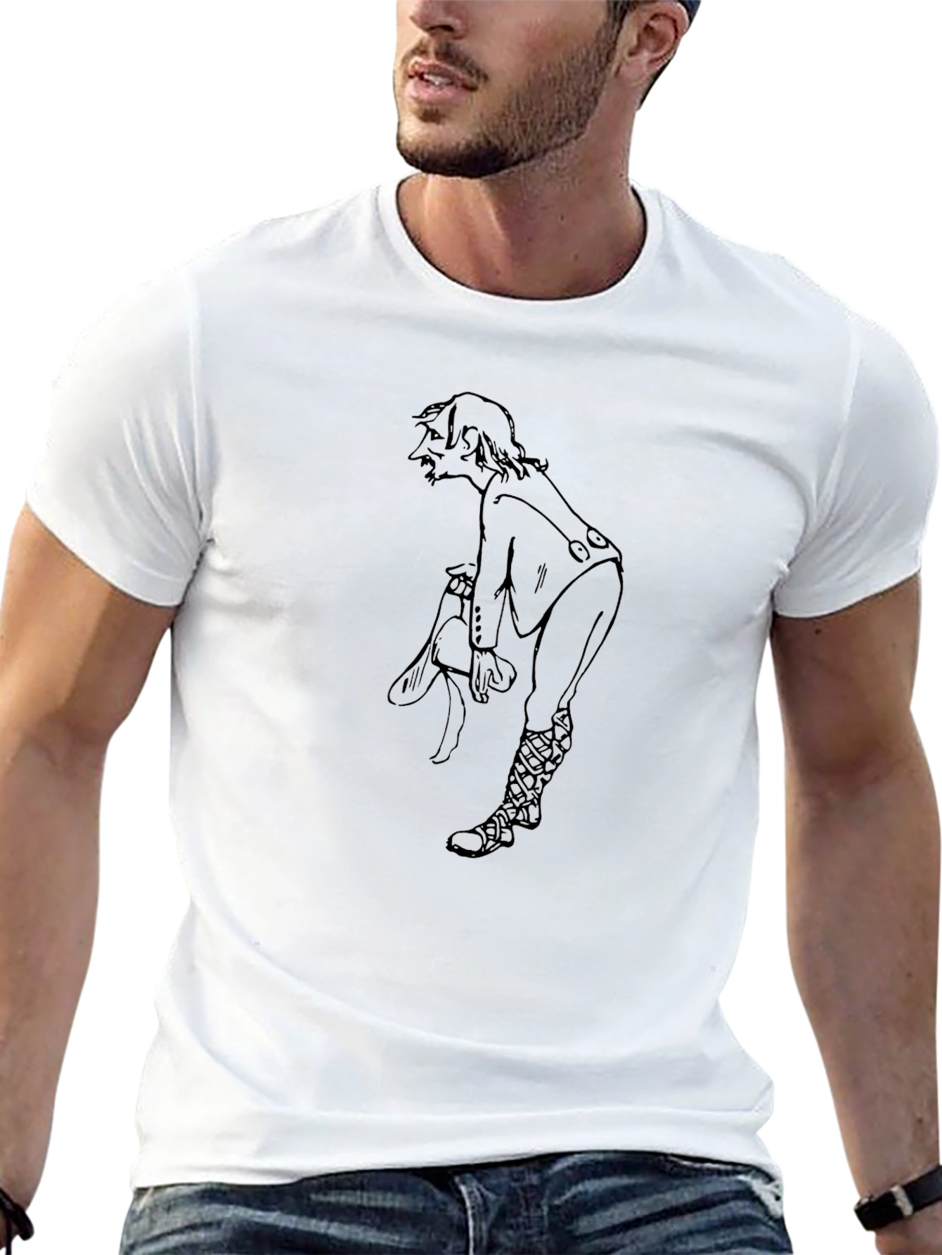 Black T-Shirt with Elf Graphic
