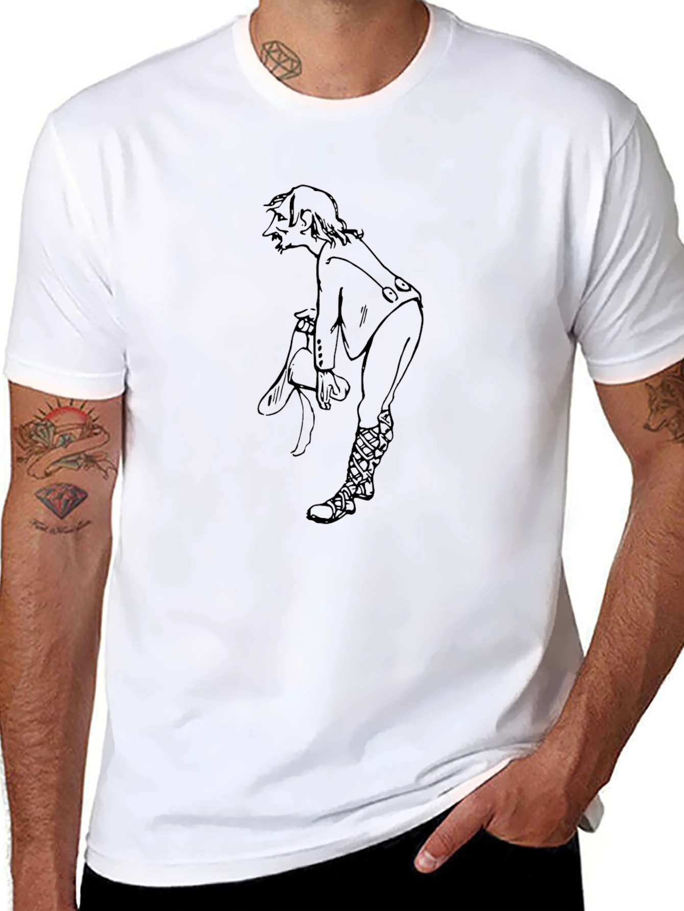 Black T-Shirt with Elf Graphic