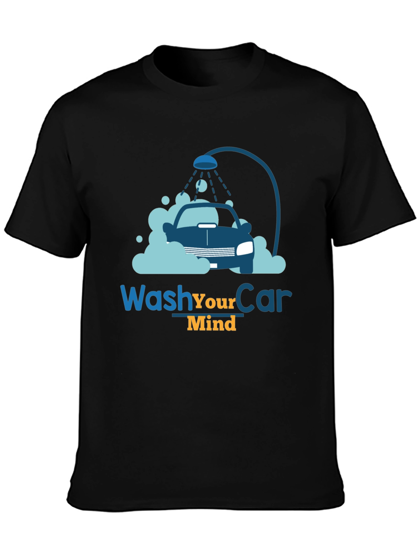 Wash Your Car Mind T-Shirt Black Cotton Tee