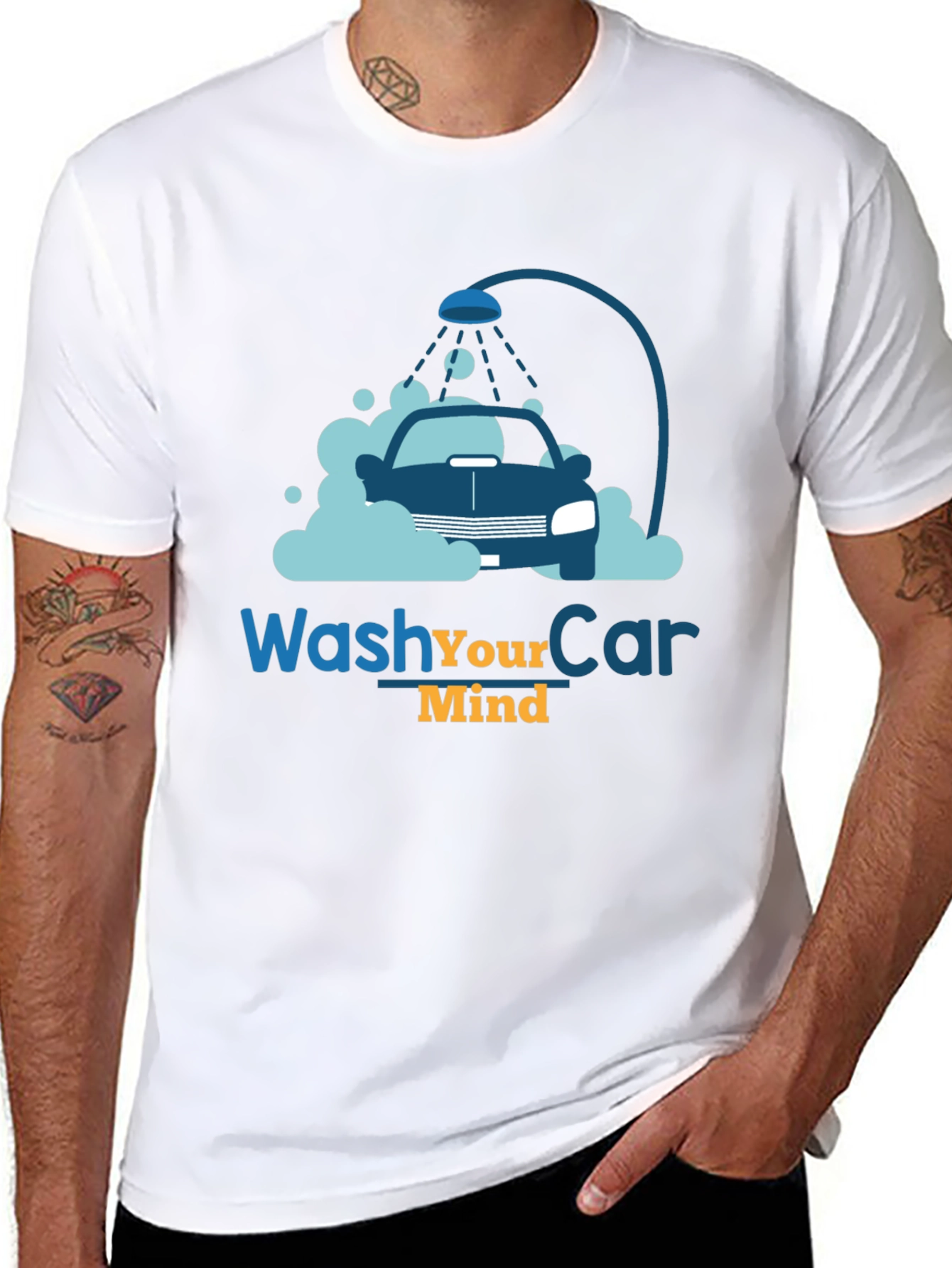 Wash Your Car Mind T-Shirt Black Cotton Tee