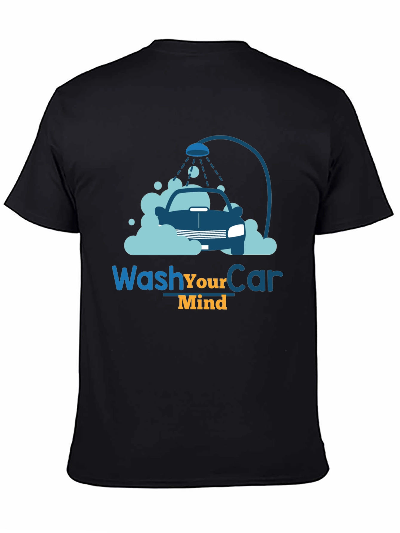 Wash Your Car Mind T-Shirt Black Cotton Tee