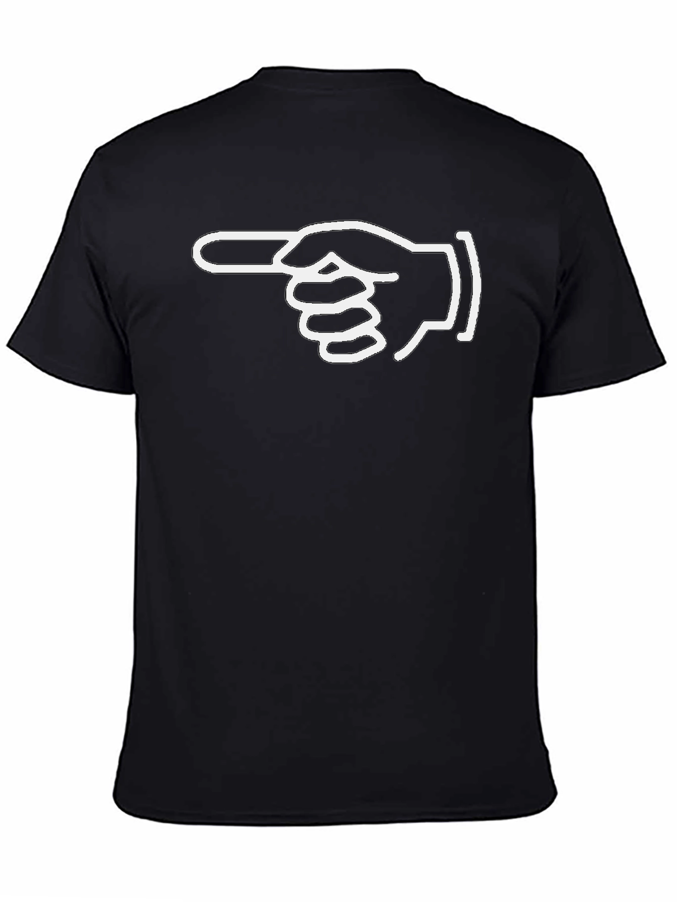 Pointing Finger Graphic Tee - Casual Black T-Shirt