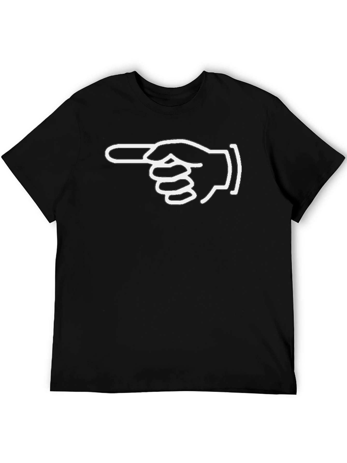 Pointing Finger Graphic Tee - Casual Black T-Shirt