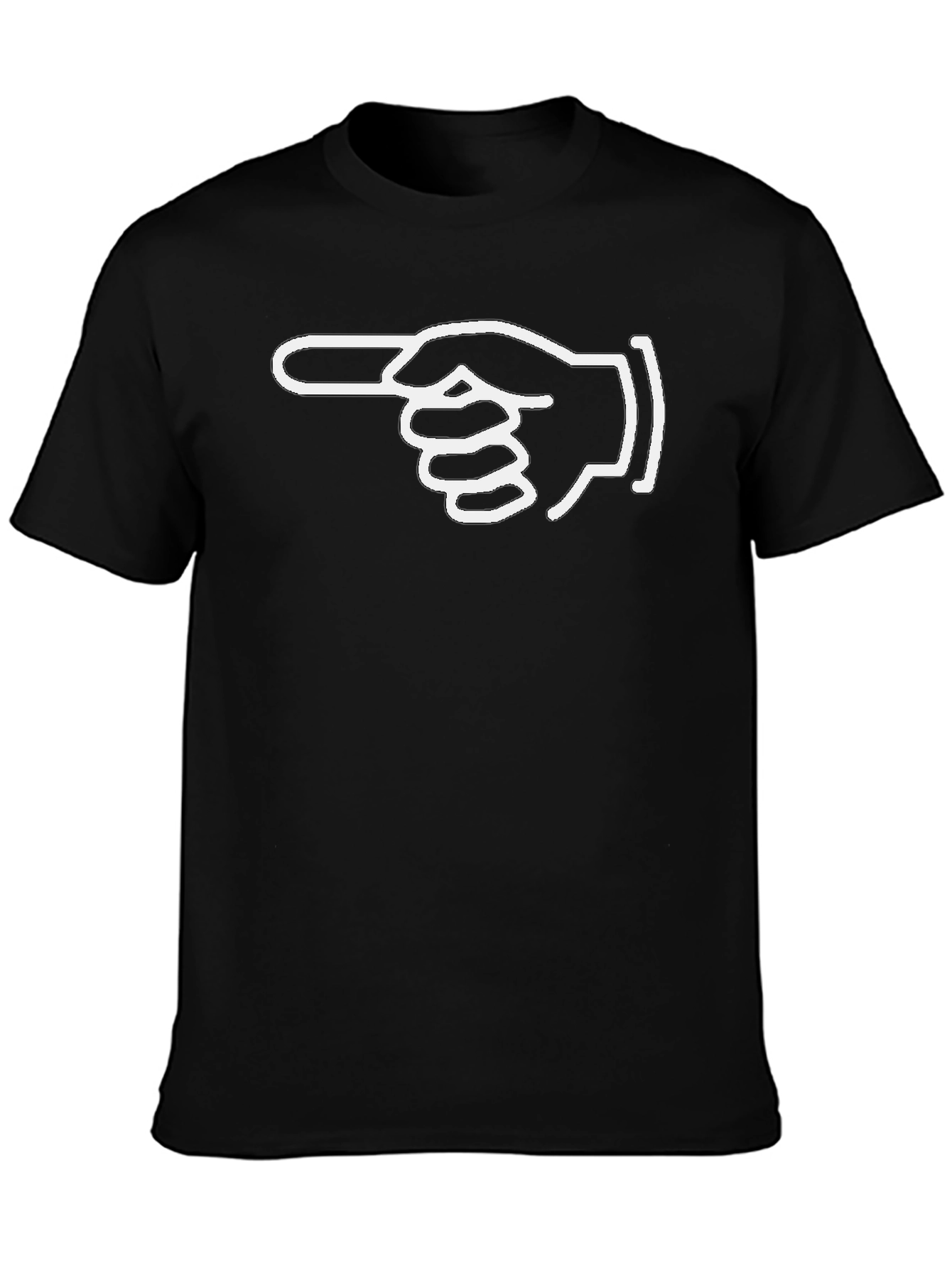 Pointing Finger Graphic Tee - Casual Black T-Shirt