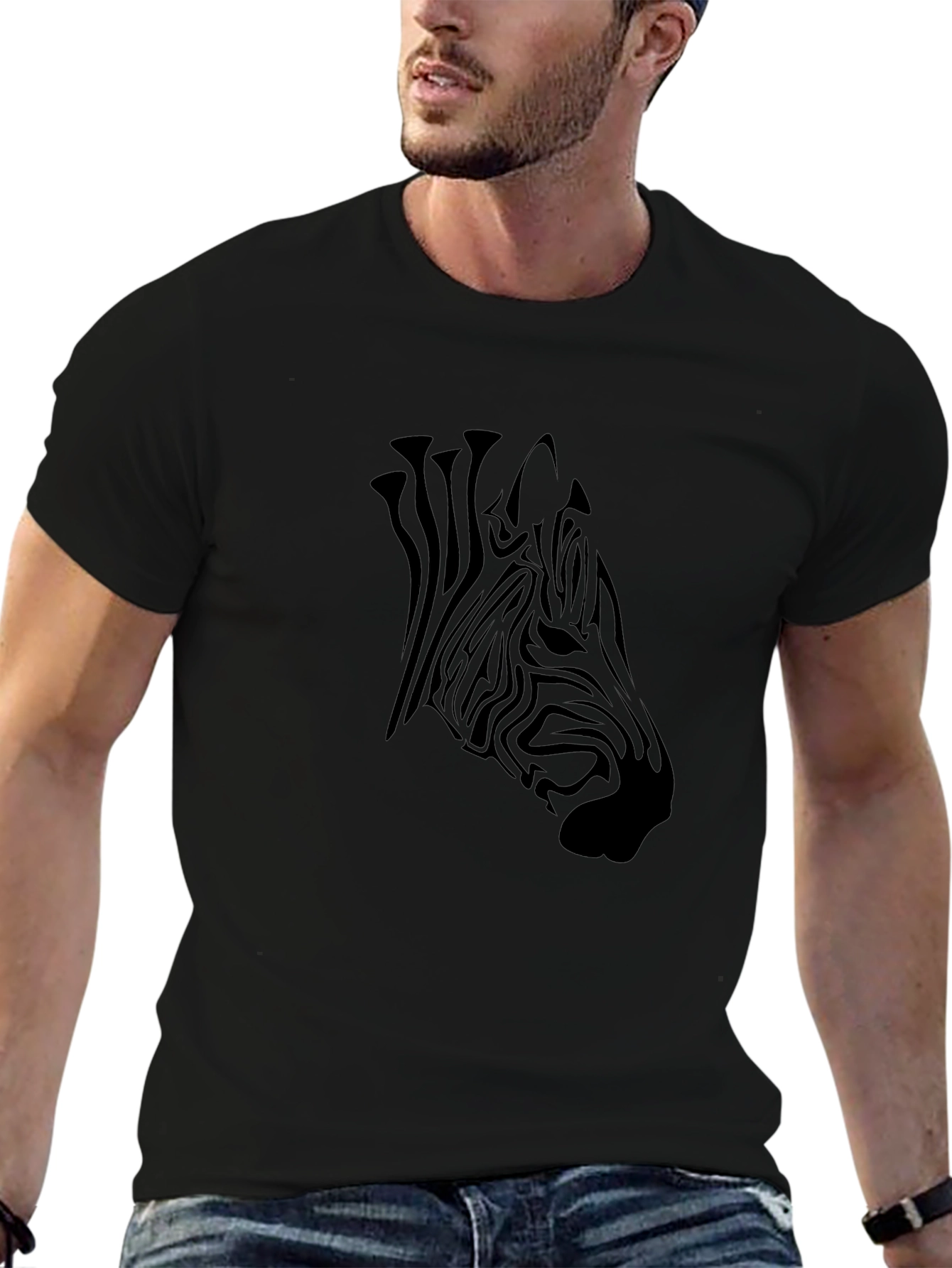 Black Zebra Graphic Tee - Mens Casual Style