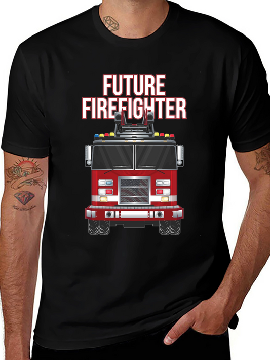 Future Firefighter Graphic Tee - Black Cotton T-Shirt