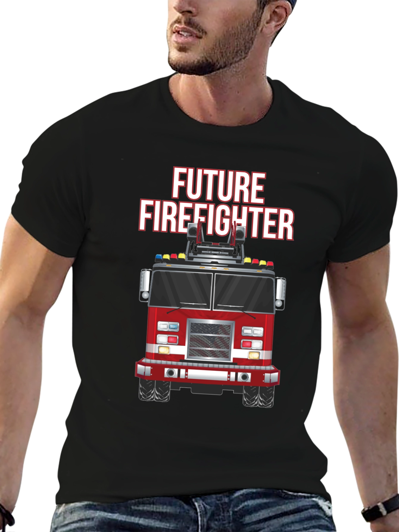 Future Firefighter Graphic Tee - Black Cotton T-Shirt
