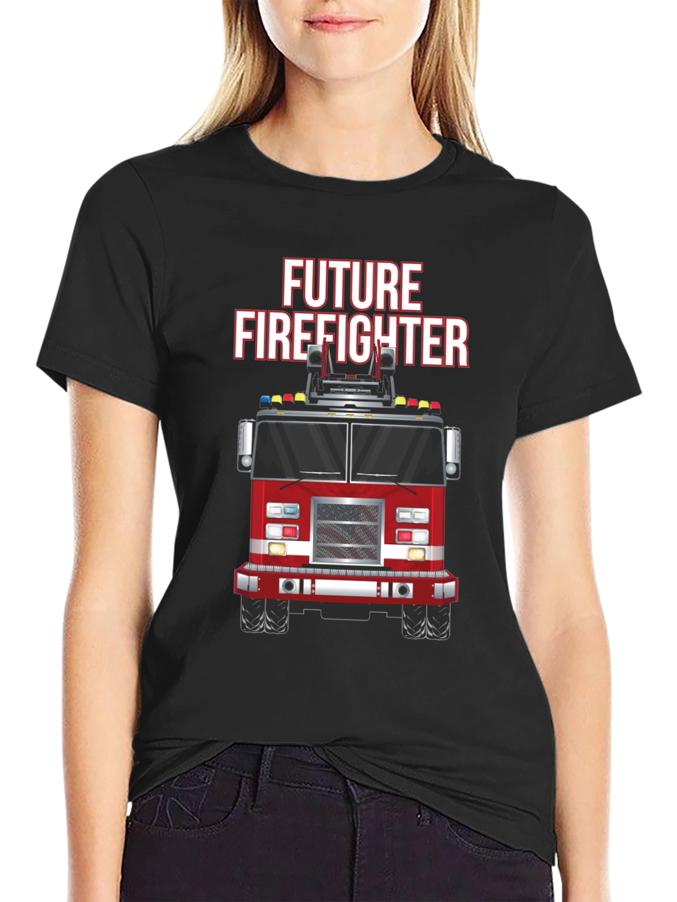 Future Firefighter Graphic Tee - Black Cotton T-Shirt