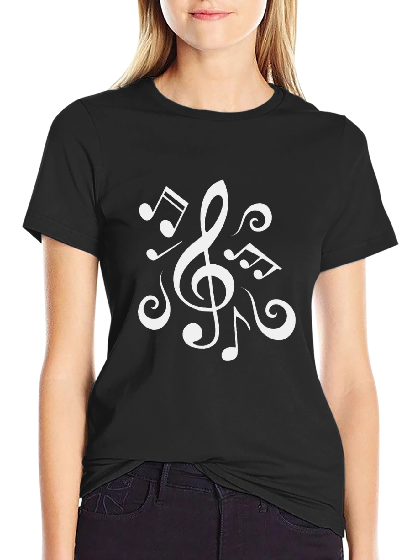 Musical Note Graphic Black T-Shirt