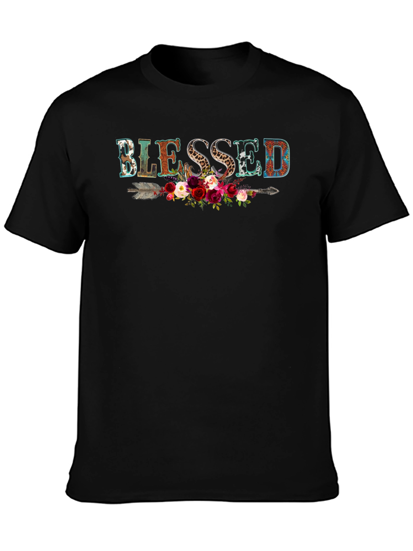 Blessed Graphic Tee - Floral Arrow Design