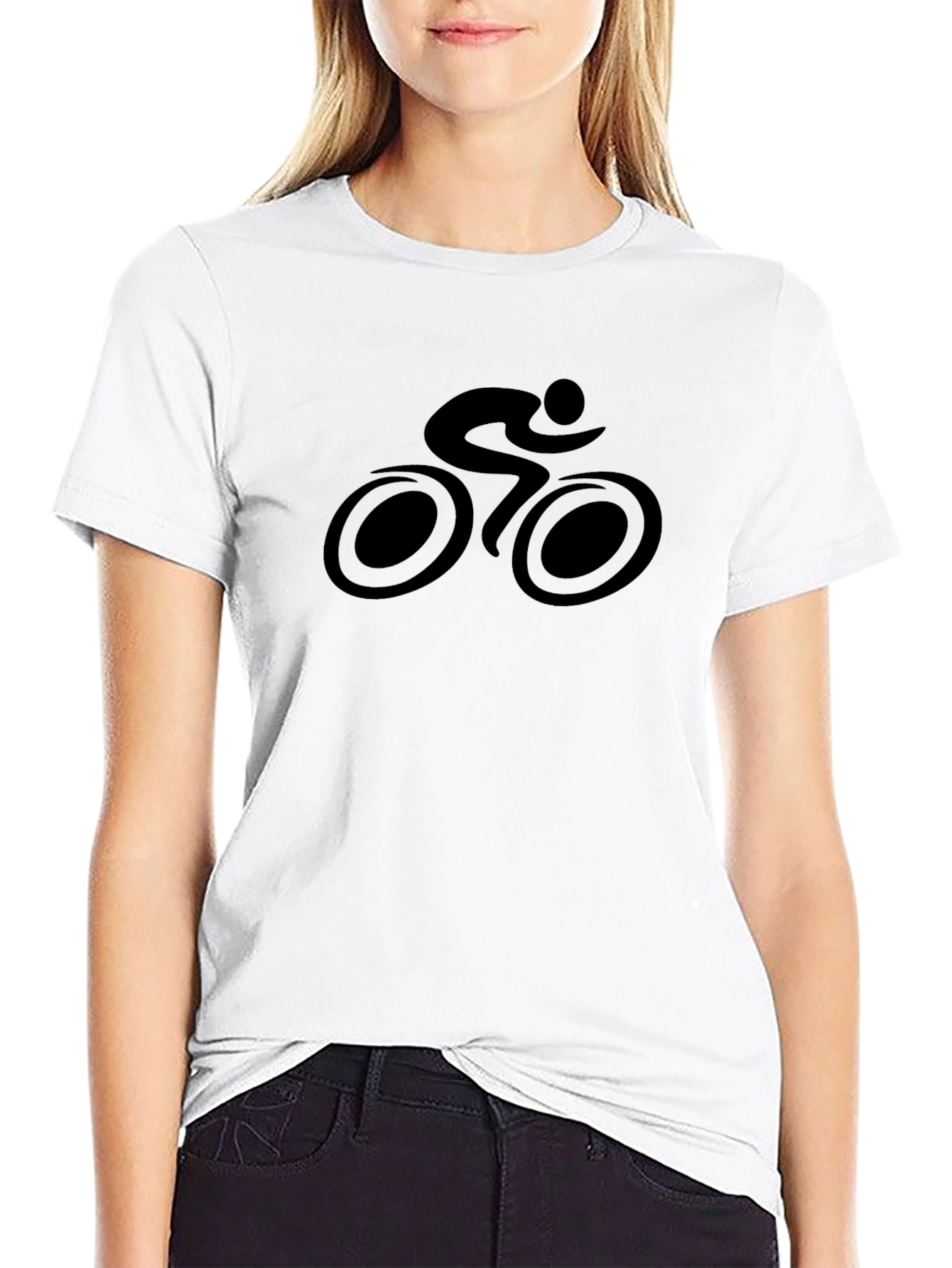 Cycling Silhouette Tee - Black Cotton Rider Shirt