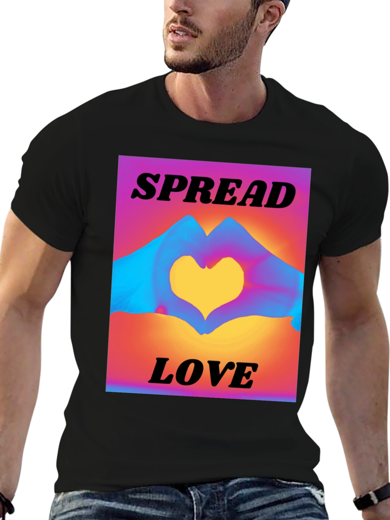 Spread Love T-Shirt: Heart Hands Graphic