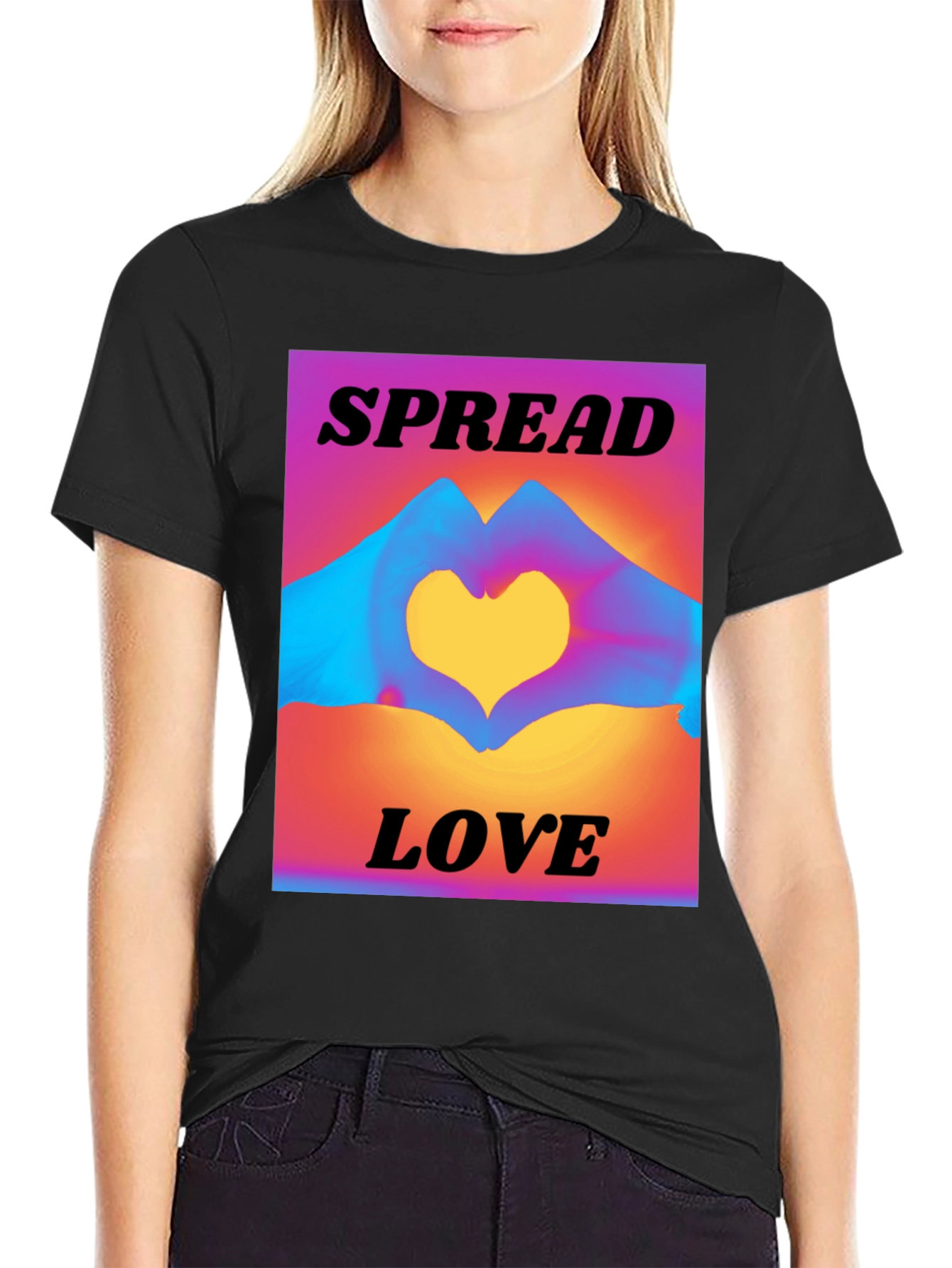 Spread Love T-Shirt: Heart Hands Graphic