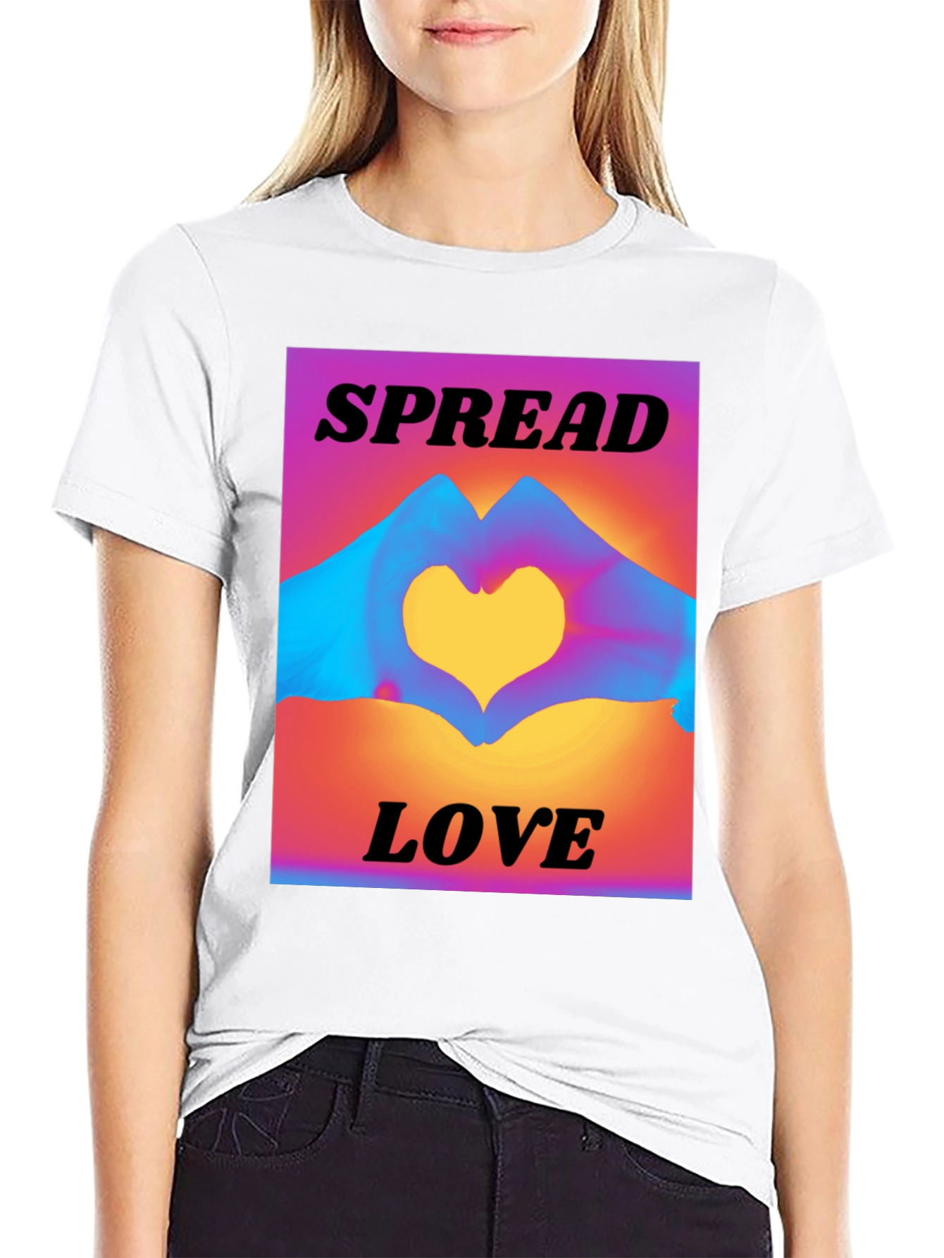 Spread Love T-Shirt: Heart Hands Graphic
