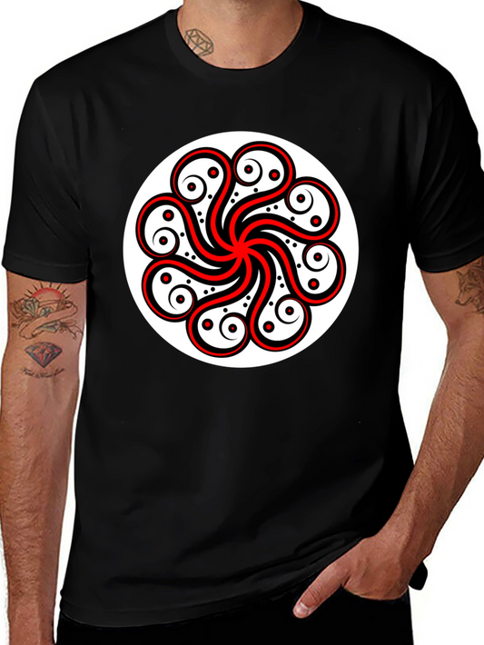 Black Tee with Red & White Celtic Design