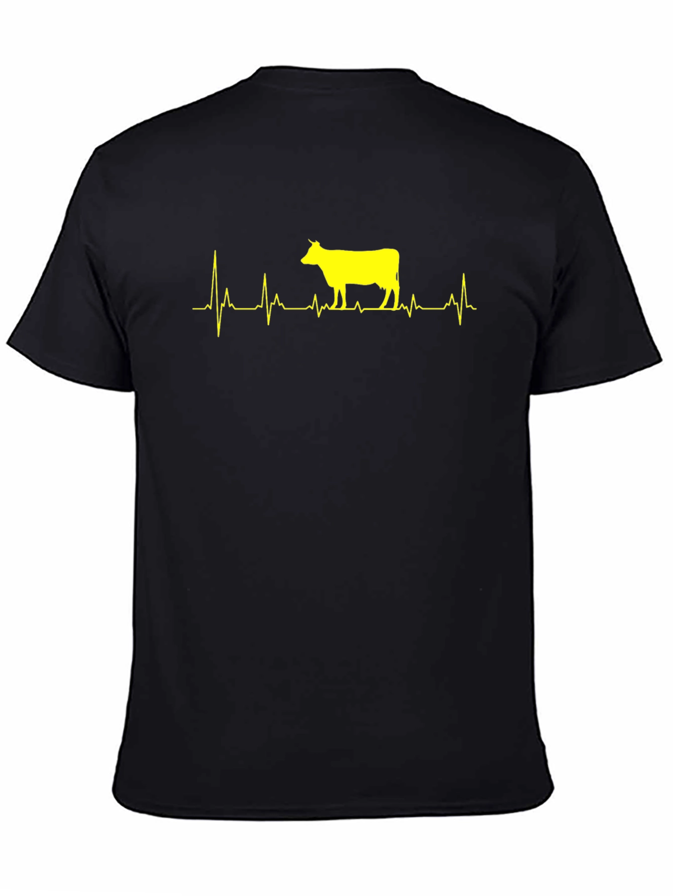 Cow Heartbeat T-Shirt - Mens Black Graphic Tee
