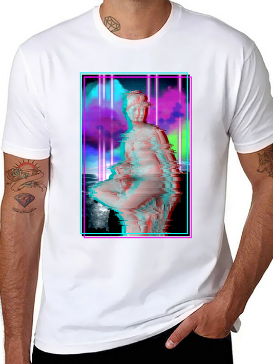 Glitch Art Statue T-Shirt - Vaporwave Style