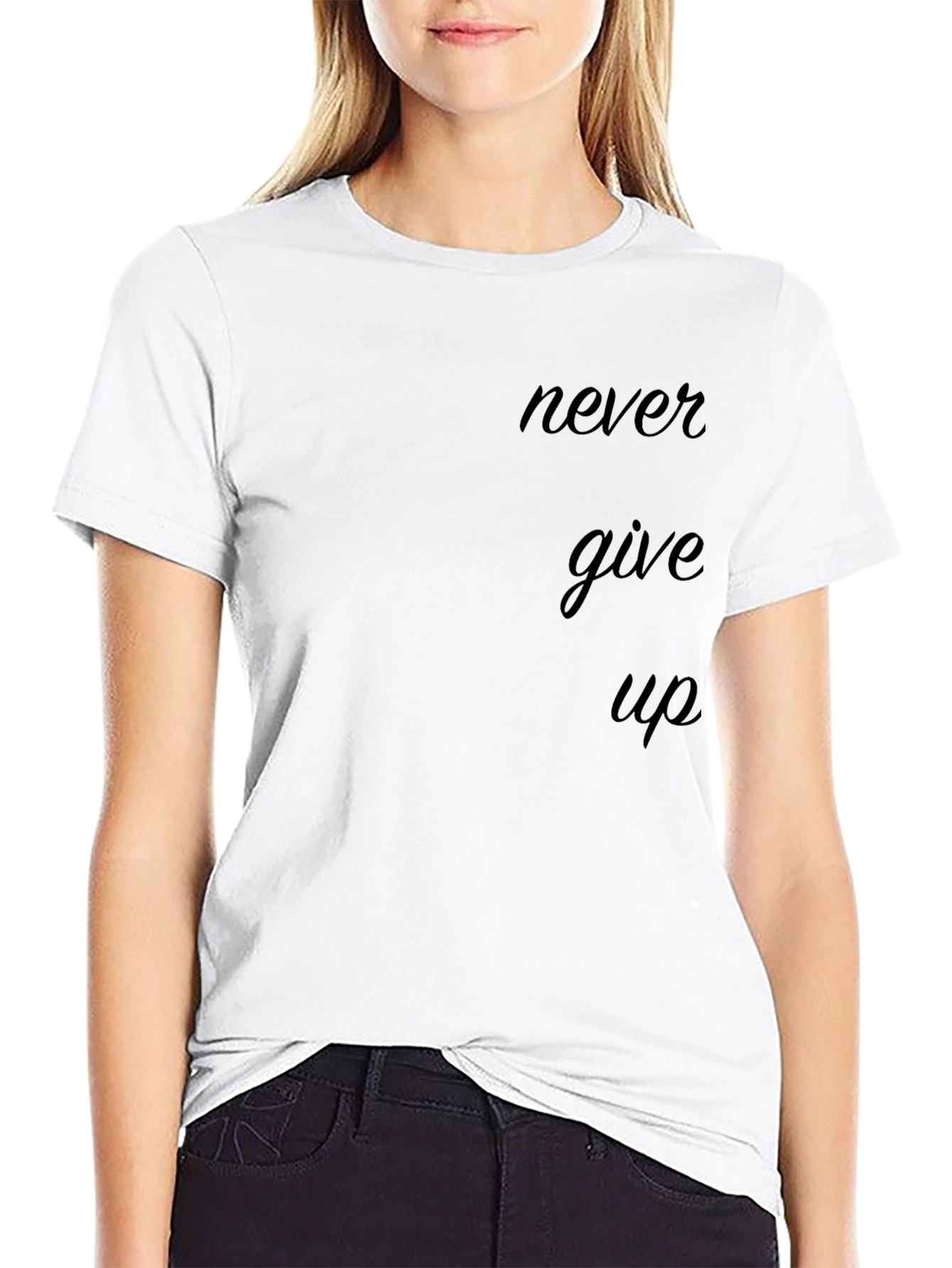 Never Give Up Black T-Shirt